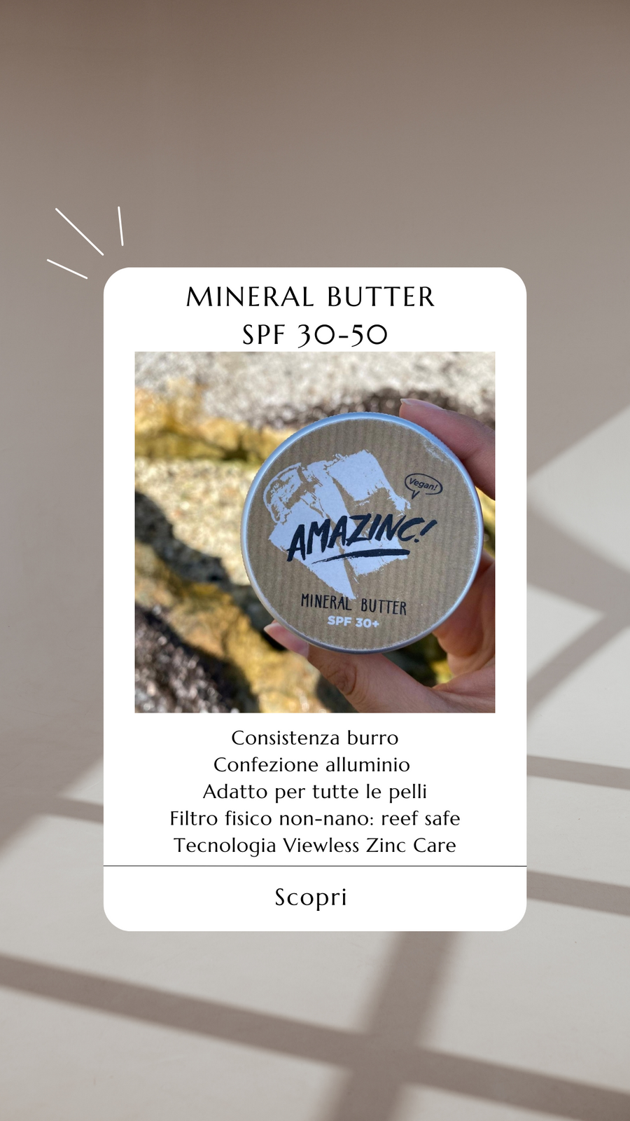 Burro Crema solare SPF 50 - Mineral Butter - Zinco trasparente -  Amazinc!