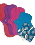 Kit Prova x7 assorbenti misti in cotone biologico lavabile - colorati+ custodia - Eco Femme